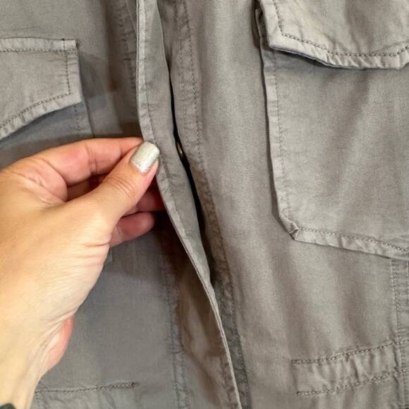 Sanctuary Gray Button Front Adjustable Waist Long Sleeve Shacket Women Sz S - Picture 7 of 11